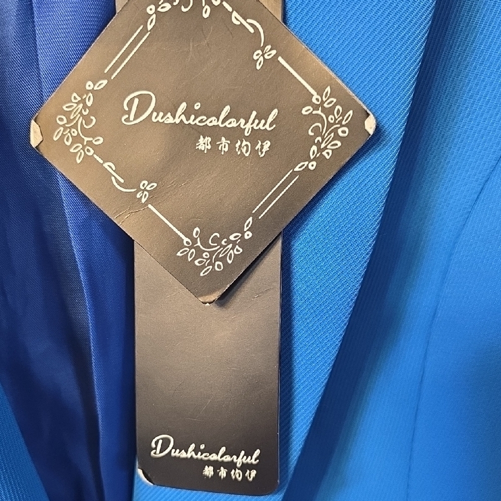 Vibrant Blue Women's Blazer with Crystal Accents - Picture 3 of 3